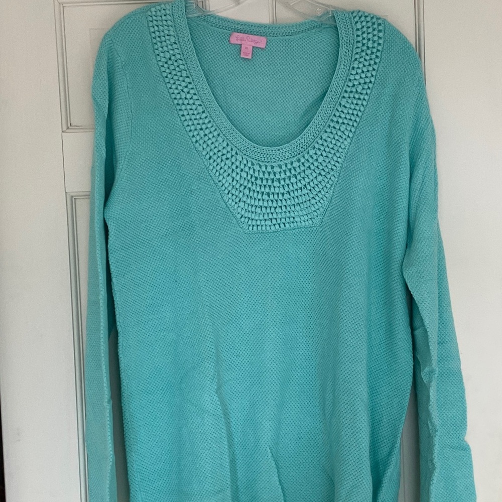 NWOT LILLY PULITZER SWEATER XL BLUE GREEN TURQUOISE